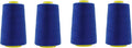 Mandala Crafts 4 Pack of Serger Threads Cones Spools - 20S/2 24000 Yards Polyester Royal Blue Threads for Sergers Machine and Overlock Quilting Sewing Machine