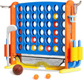 Giant 4 in a Row Connect Game with Mesh Fabric | Height Adjustable 4-in-1 Jumbo 4-to-Score Yard Game Set with Basketball, Golf & Ring Toss | Outdoor Indoor Family Yard Party Game for Kids & Adults