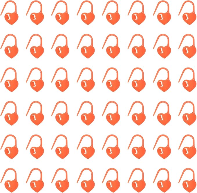 uxcell 200pcs Stitch Markers for Crocheting, Heart Shaped Crochet Marker Needle Clip Counter for Knitting Clothing Tag DIY Craft,Orange