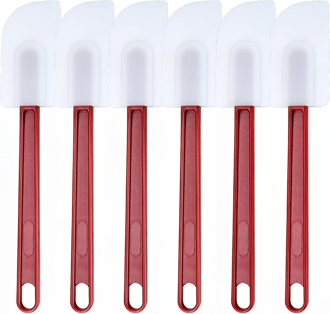 6 Pcs Commerical Rubber Spatula, 9.5-Inch Silicone Rubber Spatula Set High Heat Resistant, Commercial Grade Spatulas, Silicone Jam Scrapers for Baking, Nonstick & BPA-Free