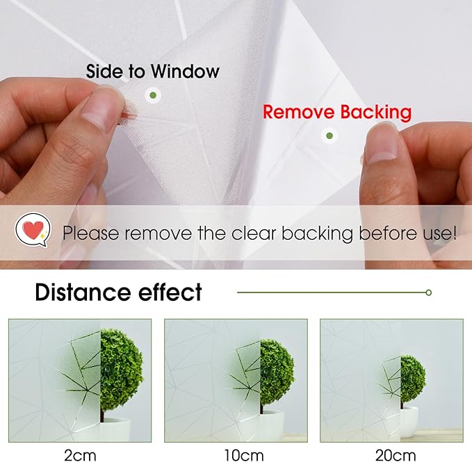 Coavas Window Privacy Film, Frosted Glass Static Cling, Decorative for Bathroom Door Covering, UV Blocking Window Cling, Non-Adhesive Vinyl Sticker, Day and Night Windows Tint for Home, 35.4x157.5 in