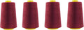 Mandala Crafts 4 Pack of Serger Threads Cones Spools - 20S/2 24000 Yards Polyester Maroon Threads for Sergers Machine and Overlock Quilting Sewing Machine