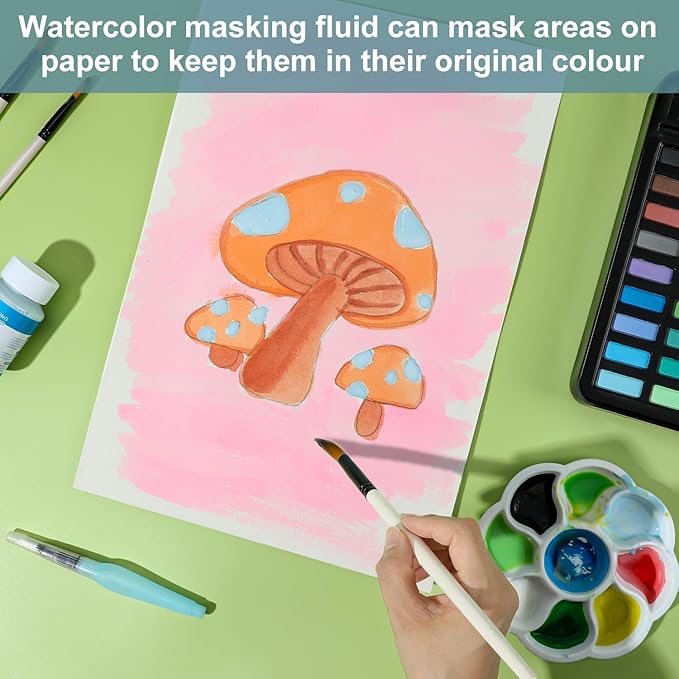Liquid Latex Art Masking Fluid(5.3 fl oz) for Watercolor, Gouache Painting, Ink & Illustration, Arts Projects & Crafts Supplies Drawing Gum,Set of Two Bottles, Blue
