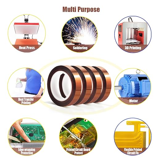 4 Rolls 10mm x16m(52FT) Heat Tape High Temperature Heat Resistant Tape Heat Transfer Tape for Heat Sublimation Press Vinyl,No Residue