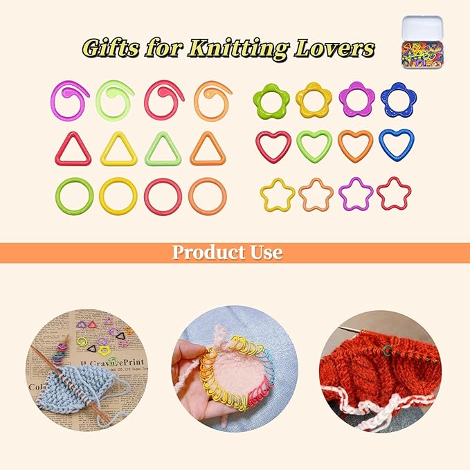 Metal Stitch Markers,Colorful Crochet Stitch Markers,Knitting Stitch Markers with Storage Case,Crochet Gift for Knitting Weaving Lovers (Star)