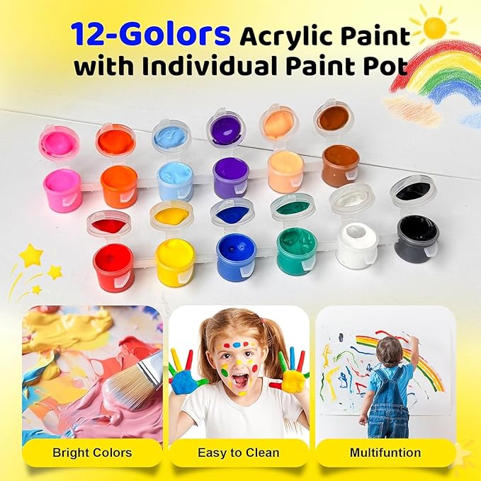 XINDUHUI 30 Pack Mini Acrylic Paint Set, 12 Colors Acrylic Paints Strips for Kids & Adults Craft Paint,420 PCS Kids Painting Kit Container Strips Storage for Home Birthday Classroom Party (420)