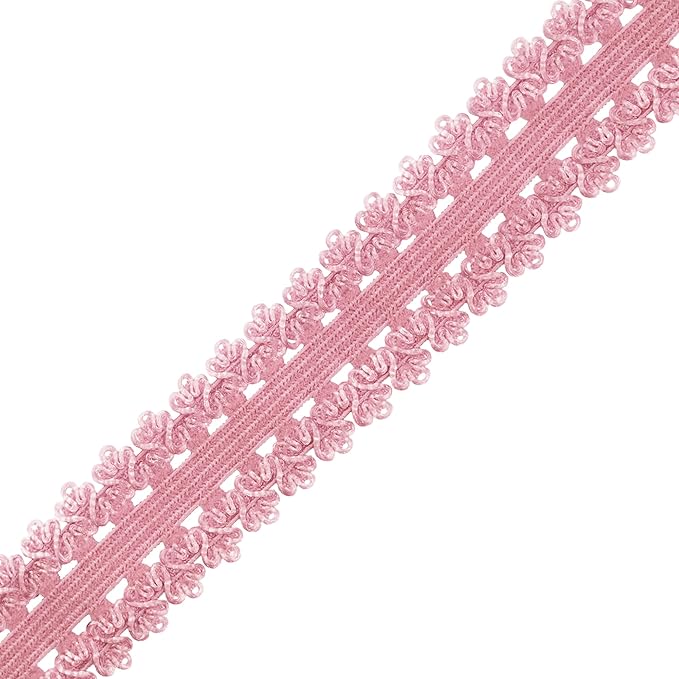 Mandala Crafts Mauve Stretch Lace Soft Elastic Trim Roll - 55 Yards 1 Inch Wide Stretchy Frilly Picot Ribbon for Sewing Lingerie, Headbands, Underwear, and Crafts