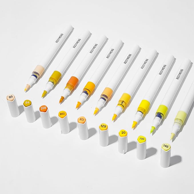 ROSYMENG 9 Color Acrylic Paint Pens,Quick-Drying Waterproof Acrylic Paint Markers, Soft Brush Tip Acrylic Markers for Canvas, Rock Painting, Wood, Stone, Glass, Ceramic, Fabric Painting, DIY Crafts