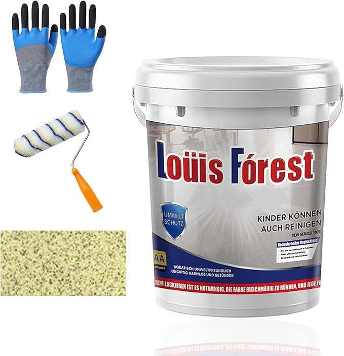 Louis Forest Epoxy Floor Paint, High-Gloss Marble Effect Coating, Epoxy Colored Sand Floor Paint, Wear-Resistant and Non-Slip for Indoor Outdoor (0.5KG-Lemon yellow)