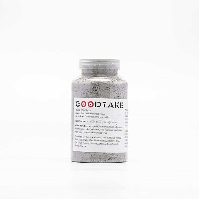 GOODTAKE Concrete Pigment, Grey Iron Oxide Pigment Powder, Concrete Cement Dye Color Pigment for Pastel Tile Paint Concrete Cement Mortar Grout (Grey, 2 Pounds)