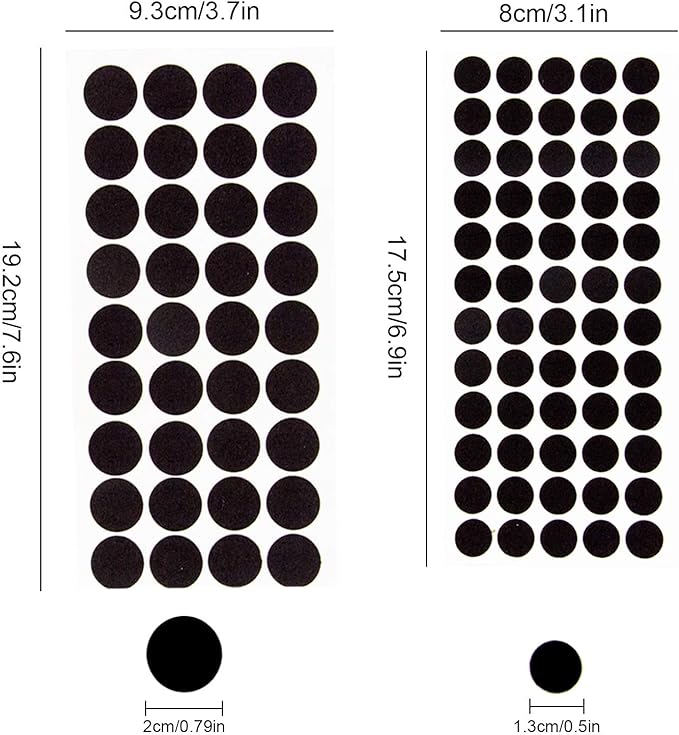 Iceyyyy 200+ Pieces Black Adhesive Felt Circles, Black Self-Adhesive Felt Sticker for Halloween DIY Projects, Professional Craft Finishing (0.5 and 0.75 Inch)