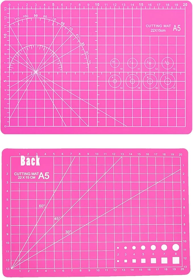 A5 Self-Healing Cutting Mat, Small Cutting Mat, Professional Double Sided Durable Cuttings Mats, Great for Hop Scrapbooking, Quilting, Fabric, Sewing Craft Projects (Mixed Colors, A5)