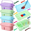 Teenyyou 4 Pcs Paint Brush Cleaner 3 in 1 Multifunction Paint Brush Basin Holder and Organizer with Brushes Holder Washer Trays Palette for Acrylic Watercolor Oil Painting