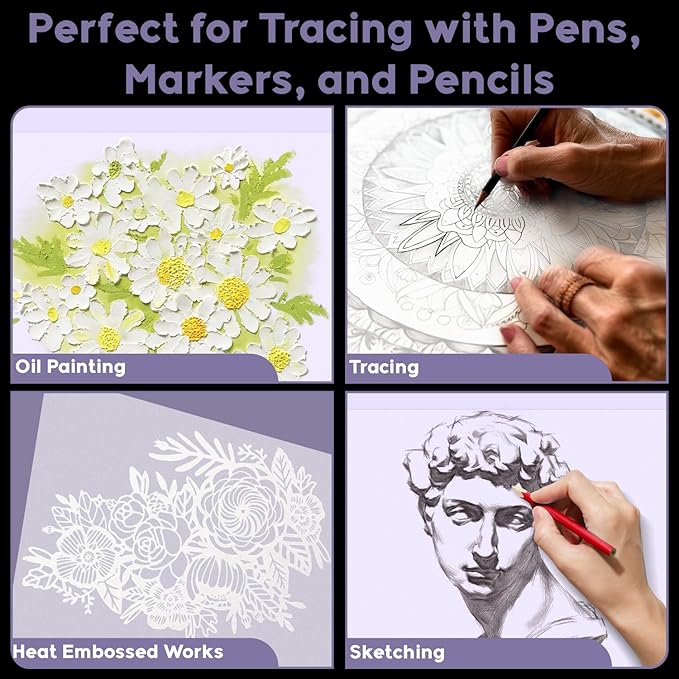 Vellum Paper 8.5 x 11 Translucent Printable, 100 Sheet（100gsm/68lb Vellum Tracing Paper, Translucent Vellum Paper for Invitation, Greeting Cards, Tracing Paper Pad for Drawing, Sketching, Writing