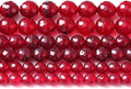 32pcs 12mm Faceted Red Jade Gemstone Beads Natural Stone Round Loose Spacer Beads for Jewelry Making DIY Bracelet Necklace 1 Strand 15inch