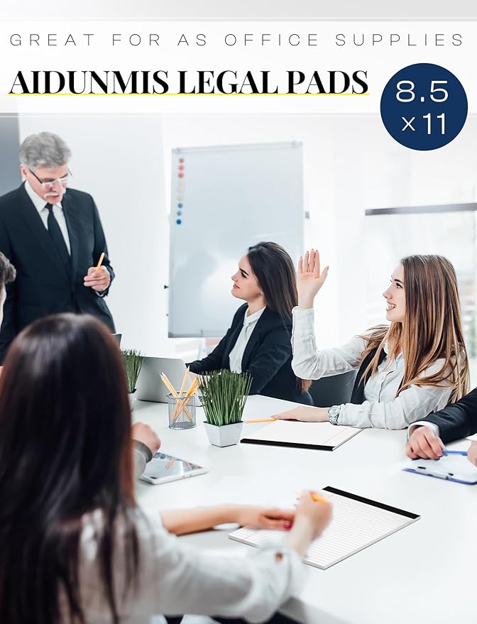 6 Pack 8.5 x 11 Legal Pads for Office Supplies Paper Pads 8.5 x 11 White Note Pads for Work Lined Writing Pads Notebook White Legal Pads Wide Ruled Notepads 30 Sheets Per Writing Pad Legal Note Pad