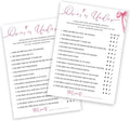 Bridal Shower Games Cards, Guess Over or Under, Bridal Shower Games 25 Guests, Engagement Party Wedding Games for Guests, Pink Ribbon Bow Wedding Party Supplies - E13