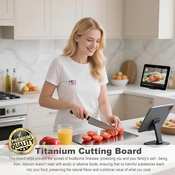 Titanium Cutting Board, Double Sided 2025 New Titanium Cutting Boards for Kitchen, Non Toxic Non Slip, Chopping Board, Dishwasher Safe, Easy to Clean (14"L x 10"W)