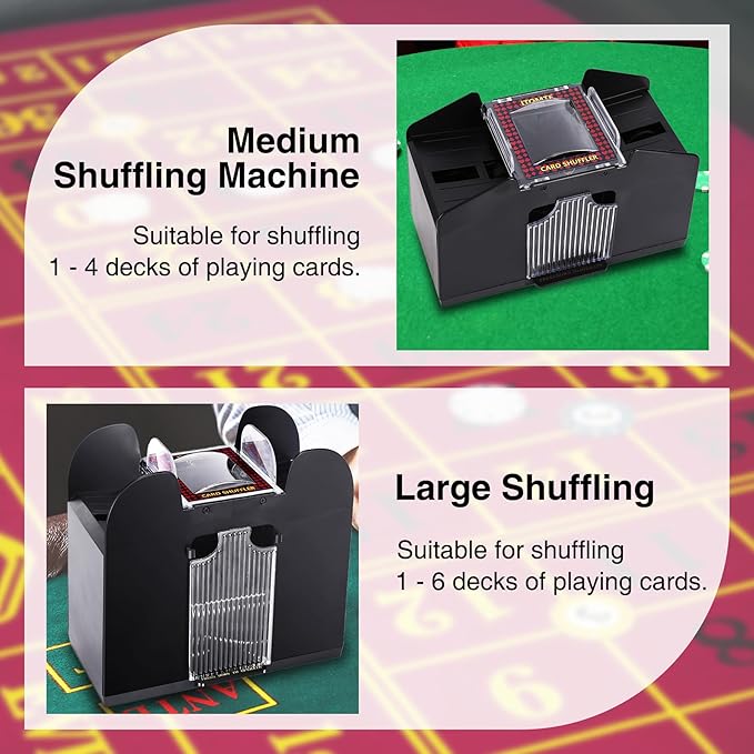 Automatic Card Shuffler 6 Deck Electric Heavy Duty Card Shuffler for Cards,USB/Battery Operated,Perfect for Poker, UNO,and Card Games