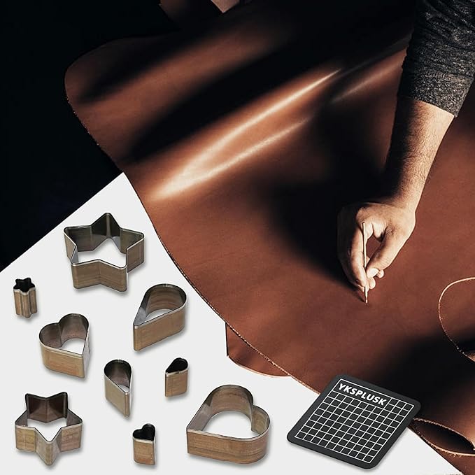 9 PCS Hollow Punch Cutter Set9 Sizes Star Shape Leather Cutting Dies Cutter ToolCutting Mold Punching Die Set for DIY Leather CraftLeather Cutter Hollow Punching Tool with Plastic Box SCS009