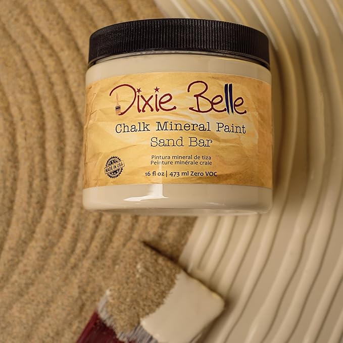 Dixie Belle Paint Company Chalk Finish Furniture Paint - Sand Bar (8oz) - Matte Neutral Tan Chic Chalk Mineral DIY Furniture Paint