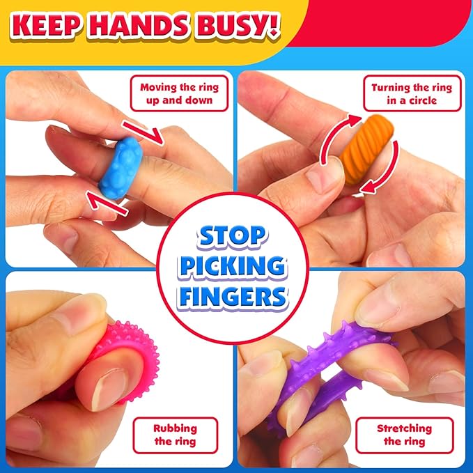 Sensory Toys Fidget Rings for Kids 36Pack: Anxiety Rings for Stress - Stretchy Calming Toys for Autism - Bulk Fidgets for Students Classroom Prize