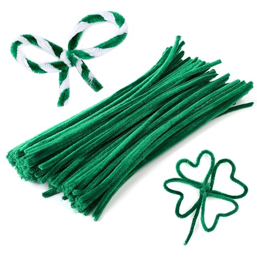 110 Pieces Green Pipe Cleaners, Pipe Cleaners Craft, Craft Pipe Cleaners Chenille Stem Bulk, Art Pipe Cleaners for Creative Decoration Christmas Valentine's Mother's Day