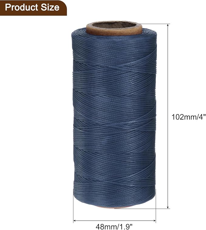 uxcell Leather Sewing Waxed Thread, 284 Yards / 260m 0.8mm 150D Flat Polyester All-Purpose Threads for Leather Crafts, Bookbinding, Denim Blue