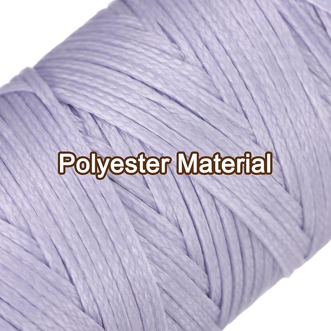 uxcell Leather Sewing Waxed Thread, 55 Yards / 50m 0.8mm 150D Flat Polyester All-Purpose Threads for Leather Crafts, Bookbinding, Lilac
