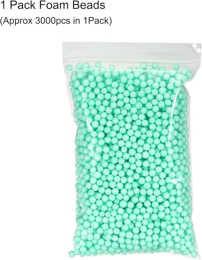 MECCANIXITY Foam Beads Foam Balls 7-9mm for Wedding and Party Decorations, Tiny Packing Balls, Arts DIY Crafts Supplies (Green,1 Pack Approx 3000pcs)