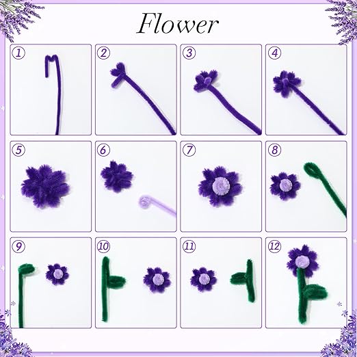 700 Pcs Halloween Fall Pipe Cleaners Craft Bulk Pastel Chenille Stems Flower DIY Gradient Colored Fluffy for School Classroom Thanksgiving Christmas Party Supplies(Purple,Green)