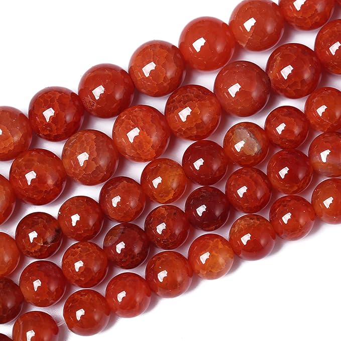 4mm 90pcs Natural Red Dragon Vein Agate Stone Beads for Jewelry Making Energy Healing Round Beads DIY Bracelet Necklace Accessories 15" (4mm, Red Dragon Vein Agate)