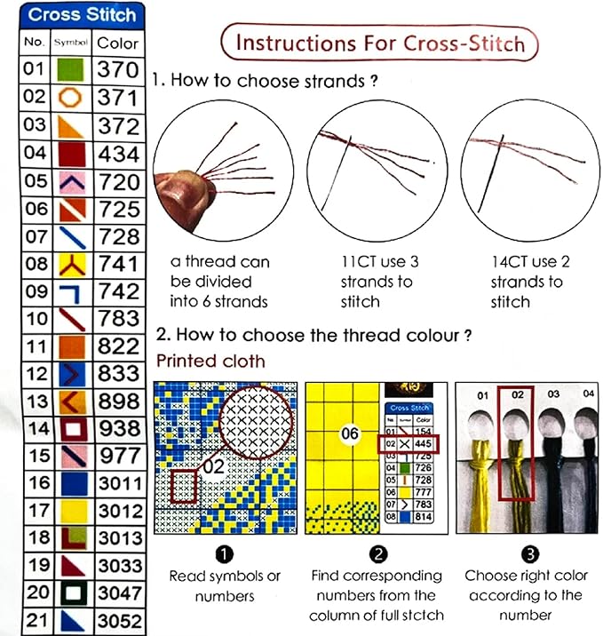Joyhoor Stamped Cross Stitch Kits for Beginners, Needlepoint Kits for Adults, 11CT Counted Embroidery Kits-Colorful Peacock 18x18 inchs