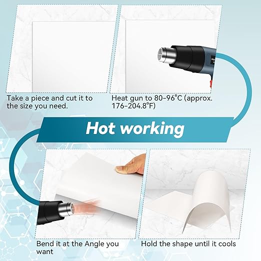 3 Pack White Plastic Sheets 12x12x0.08in Flexible High Tensile Plastic Sheets Hard Plastic Panel for DIY Materials Handicrafts Home Decoration
