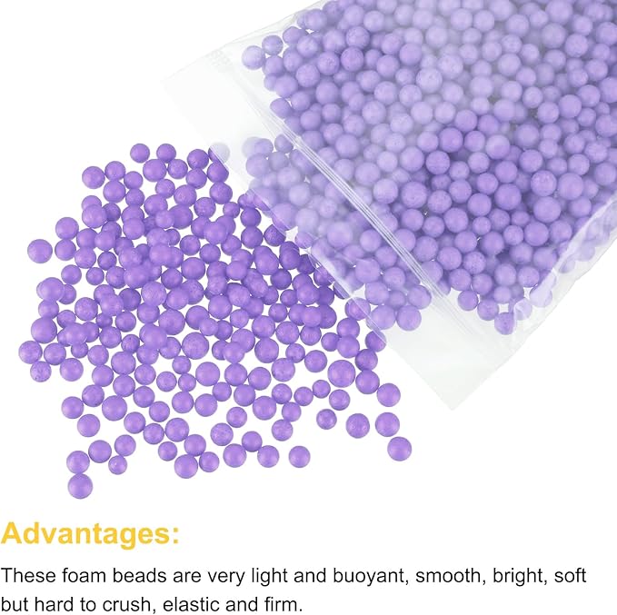 MECCANIXITY Foam Beads Foam Balls 7-9mm for Wedding and Party Decorations, Tiny Packing Balls, Arts DIY Crafts Supplies (Bright Purple,1 Pack Approx 3000pcs)