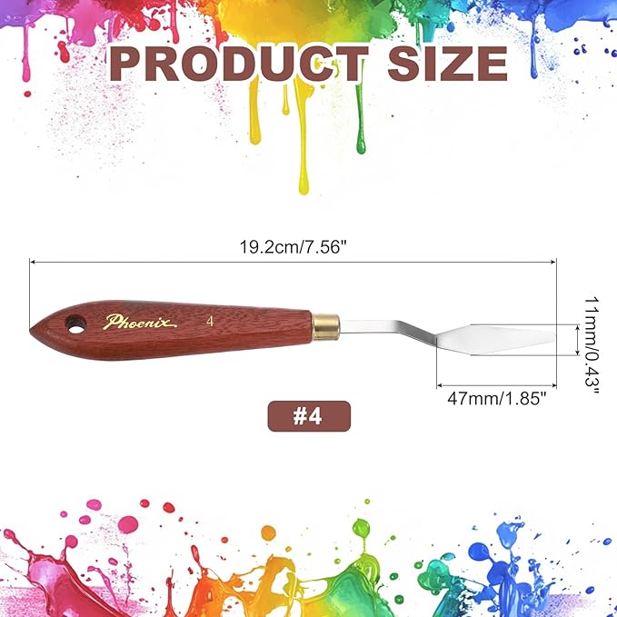 MECCANIXITY Pack of 1 Palette Knife No.4, 7.6" Long Palette Knives with Stainless Steel Flexible Spatula Pallet Knife and Wood Handle for Scraping, Mixing, Oil Acrylic Painting Canvas