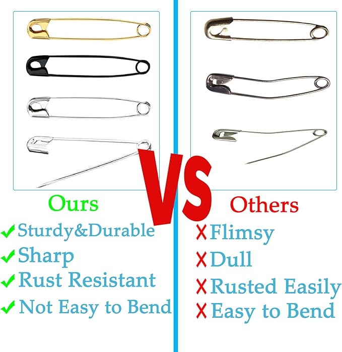 60PCS-3Inch Large Silver Safety Pins, Rust-Resistant Nickel Plated Steel, Sharp Edge, Multi-Use