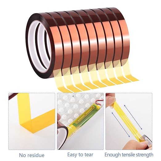 9 Rolls 10mm×30m (98Ft) Sublimation Tape Heat Transfer Tape High Temperature Heat Resistant Tape, Heat Tape for Sublimation Heat Press Electronic Soldering Masking, No Residue