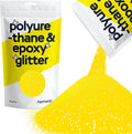 Hemway Polyurethane & Epoxy Resin Glitter 100g / 3.5oz Metallic Crystal Flake Additive for Flooring Jewelry Tumblers Glass Pigment - Ultrafine (1/128" 0.008" 0.2mm) - Fluorescent Yellow