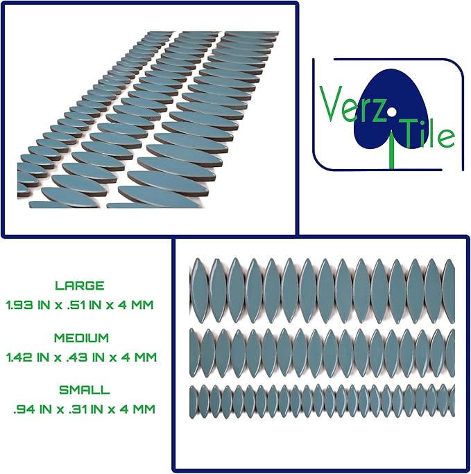 VerzTile Mosaic Tiles for Crafts - Petal Shaped Ceramic Tile Craft Hobbies & Art Projects 39 Color Options Endless Creativity DIY Design (Baby Blue)