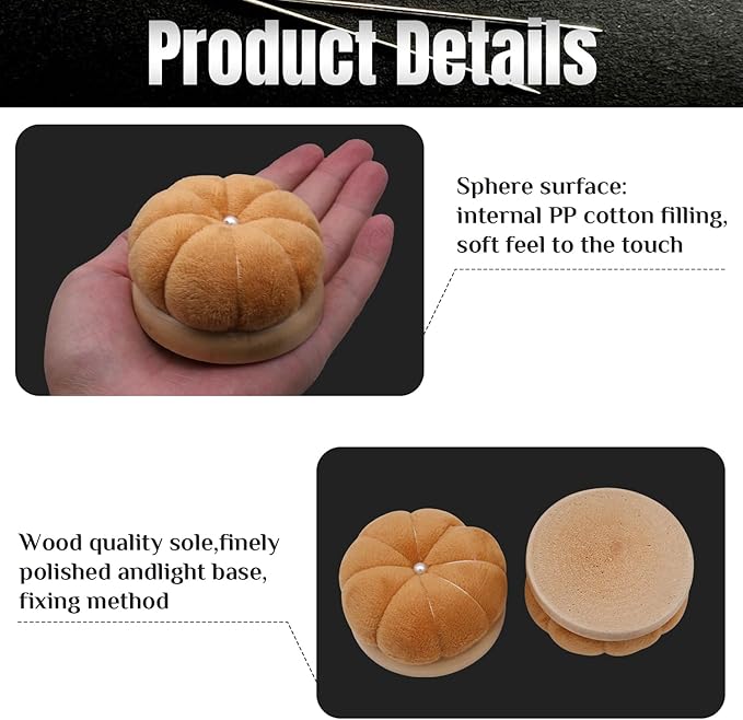 Uxney Pin Cushion,Wooden Sewing Pin Cushion Pincushion Needle Cushion for Sewing Quilting Needlework DIY Crafts(Brown,2 PCS)