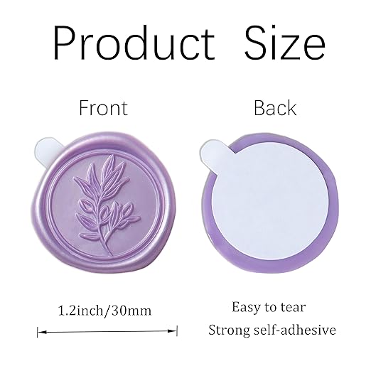 PONATIA Lilac Wax Seal Stickers - 50 Pcs Self- Adhesive Eucalyptus Wedding Seal Stickers, Perfect for Invitation Cards, Envelopes, Christmas Cards, Gift Wrapping, Party Menu Décor