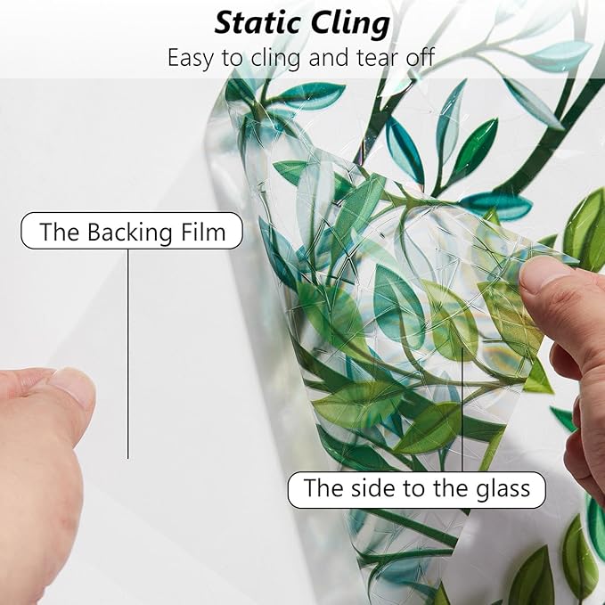 Finnez Window Privacy Film 3D Static Cling Window Film, No Glue Heat Control & 96% UV Blocking for Home Office, Decorative Frosted Glass Cover 35.4 Inch x 13.1 Feet