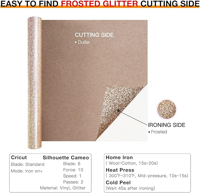 HTVRONT Glitter HTV Heat Transfer Vinyl Rolls - 8ft x 10" Brown Glitter HTV Vinyl for Shirts & All Cutter Machines - Easy to Cut & Weed for Heat Vinyl Design