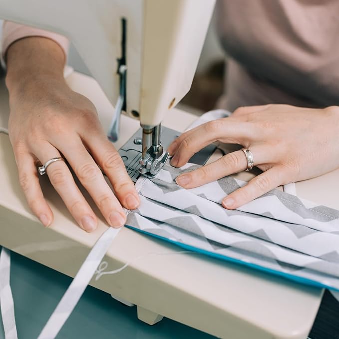 MECCANIXITY Double Fold Bias Tape for Sewing 5/8 Inch x 12 Yards Satin Pre-fold Continuous Binding Tape for Seaming Quilting Hemming Binding DIY Crafts, Blue