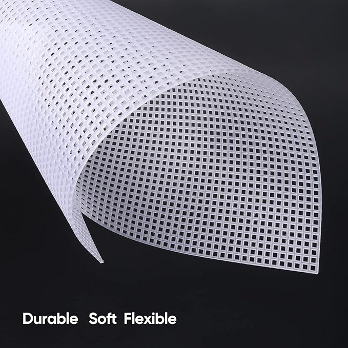Pllieay 15 Pieces 7 Count Plastic Mesh Canvas Sheets, Eye Mesh for Embroidery, Acrylic Yarn Crafting, Knit and Crochet Projects, Make Dividers (10.5 x 13.5 inch, White)