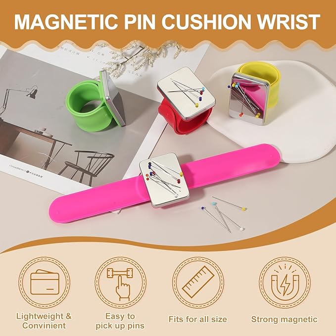 PATIKIL Magnetic Wrist Pin Cushions for Sewing, Magnetic Pin Cushion Magnetic Wrist Gel Band Holder Wristband Pincushion for Sewing Braiding Quilting Hair Clips, Purple