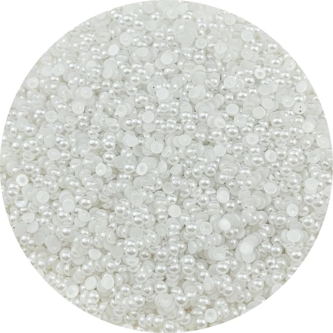 6000pcs 4mm Half Pearls for Crafts Flatback Half Round Pearl Beads for Jewelry Making Nail Art Scrapbook Craft Wedding Dress Decoration(White)