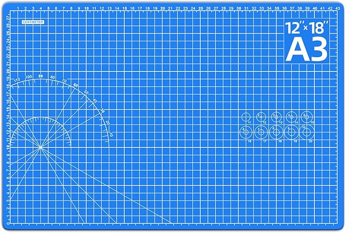 DIYSELF Cutting Mat: 12in18in, Self Healing, Double-Sided, Rotating - Ideal for Crafts, Sewing, Quilting