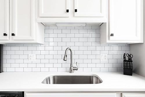 100 Pieces Peel and Stick Backsplash for Kitchen, 3" x 6" PVC Subway Tile 2025 Upgraded Glossy White with Dark Gray Grout Backsplash Stick on Tile Elevate Kitchen, Bathroom, Fireplace,RV